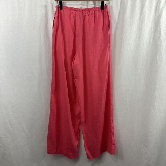 A New Day Coral Linen Wide Leg Pull On Drawstring Pants Womens Size S Beach - Picture 2 of 14